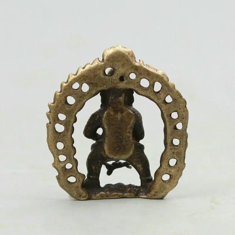 Collect Nepal Buddhism Bronze Mahakala Wrathful Deity Wealth God Statue Pendant