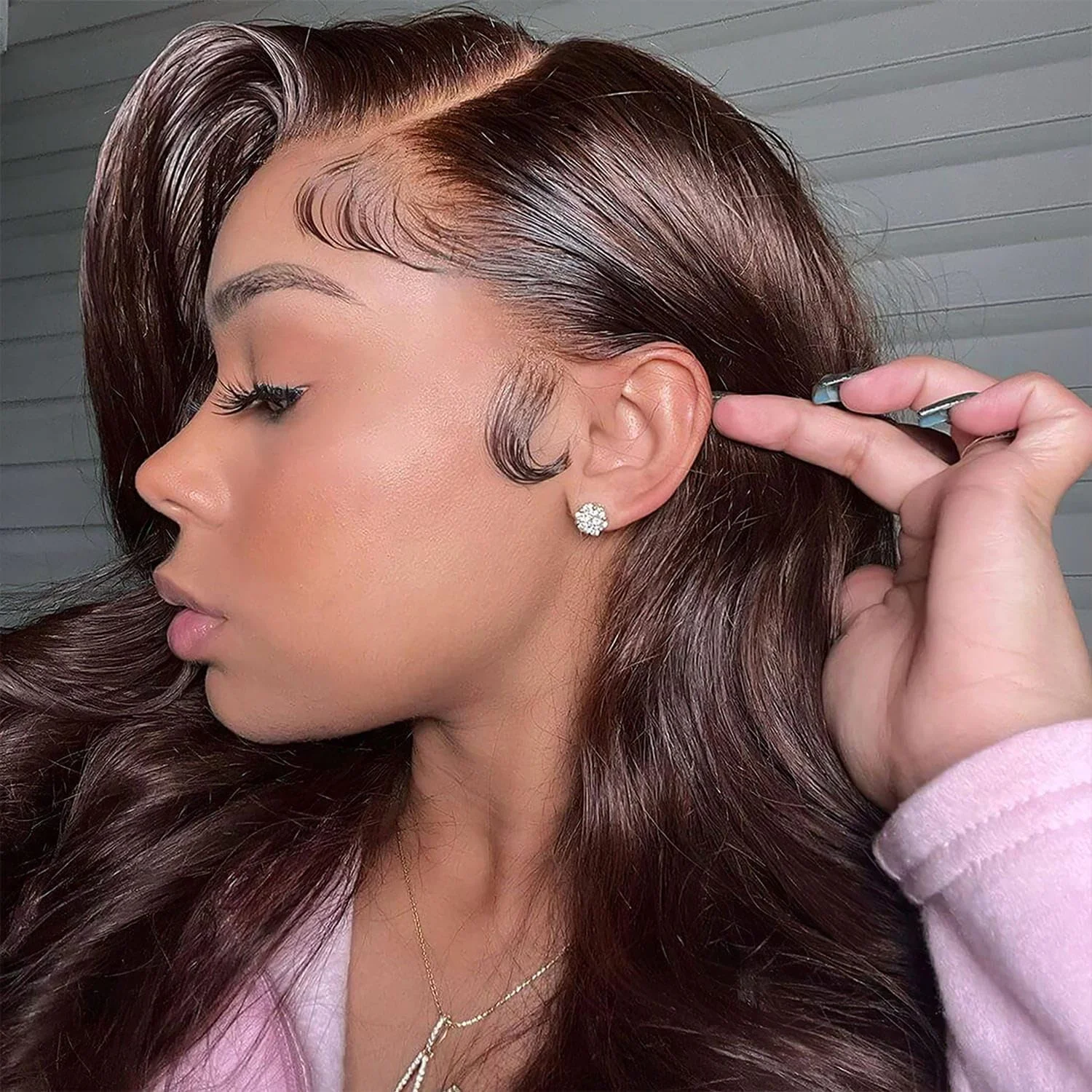 Hd Lace Frontal Wig Human Hair Pre Plucked - # 4 Schokoladenbraun 40 46 Zoll