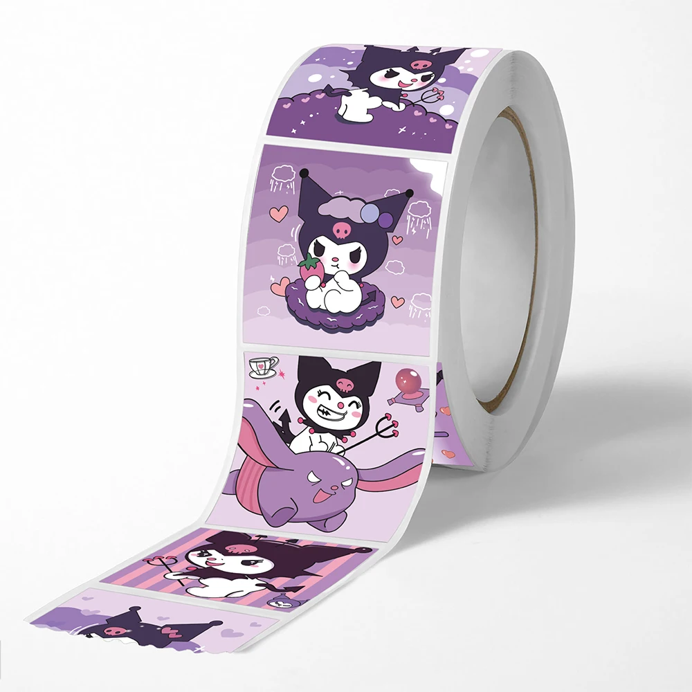 

500pcs/Roll Cute Kuromi Reward Sealing Stickers Aesthetic Sanrio Anime Decals DIY Phone Laptop Car Kawaii Cartoon Sticker Decor