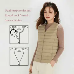 Women's Ultra Light Down Vest Women Two Ways Waistcoat Portable Warm Sleeveless Winter Liner Women 2023 Sleeveless Puffer Vest