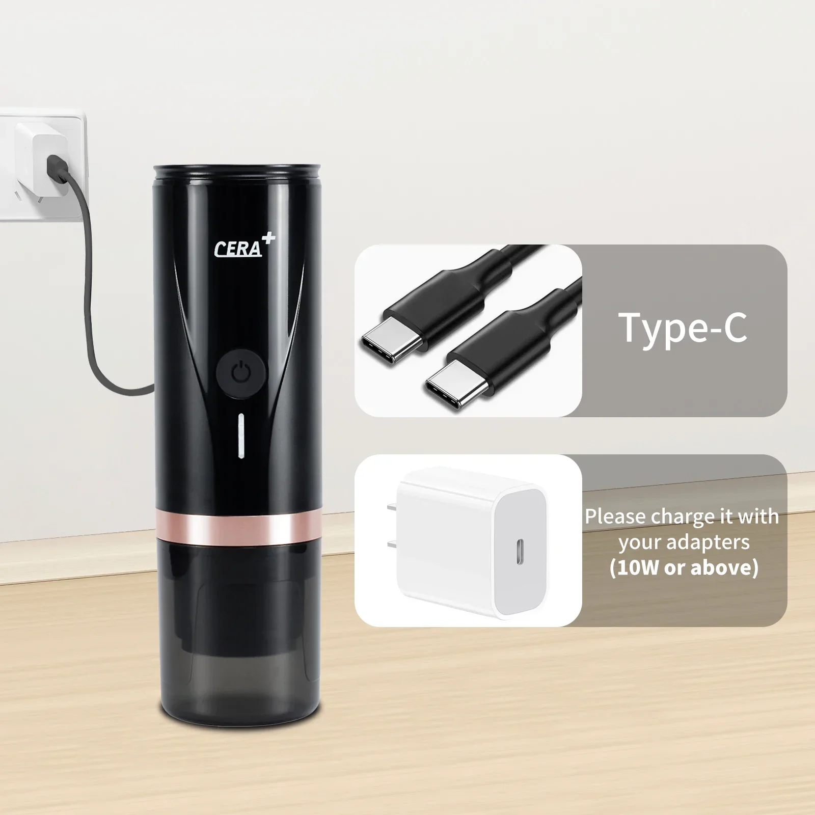 CERA+ Portable Coffee Mmaker Portable Pod Coffee Maker Mini Automatic Espresso Handpress Pod Portable Coffee Machine