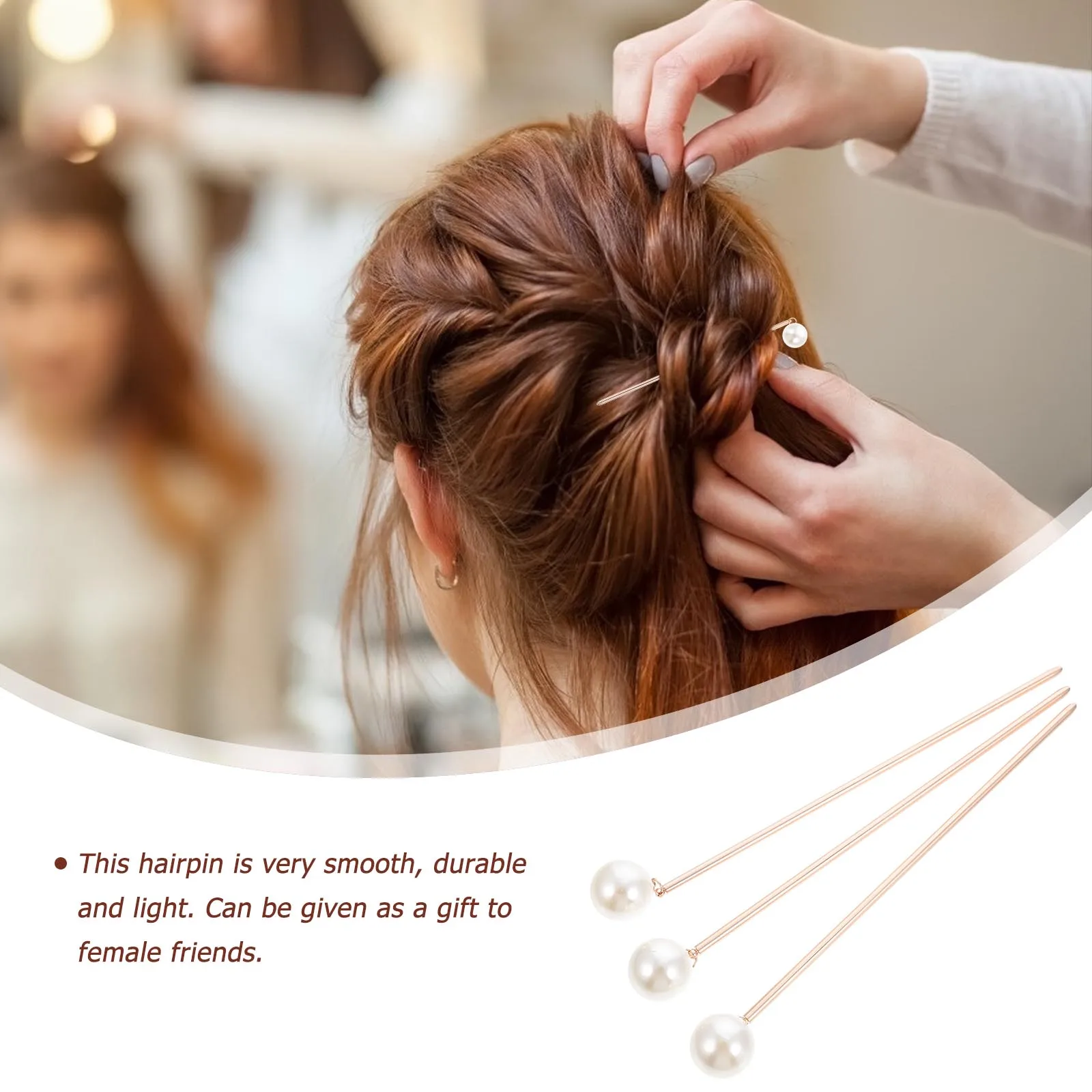 

3pcs Pearl Sticks Decorative Hairpins For Women Simple Accessories Bun Hairpins Lightweight Smooth Hair Chopstick Gift
