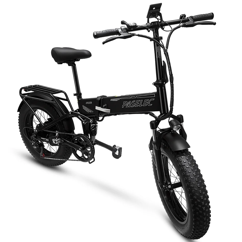 Bicicletta elettrica pieghevole PASELEC PX6, 500W di potenza massima, batteria rimovibile da 48V, pneumatici larghi 20*4.0", doppia sospensione, freni a disco, per adulti, adatta a tutti i tipi di