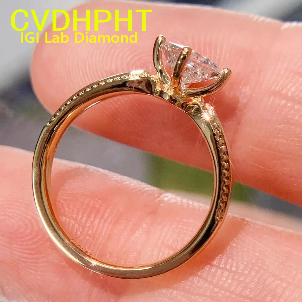 IGI Lab Growing Diamond Ring Princess shape D Color 1 2 3Ct Solid 18K Yellow Gold Ring Diamond wedding Factory Engagement Ring