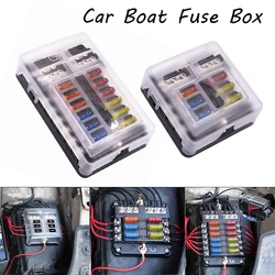 Car Boat Fuse Box Holder With 6 Ways 12 Ways Blade Fuse Holder Block & Warning Indicator 12V 36V Power Distribution Panel Board
