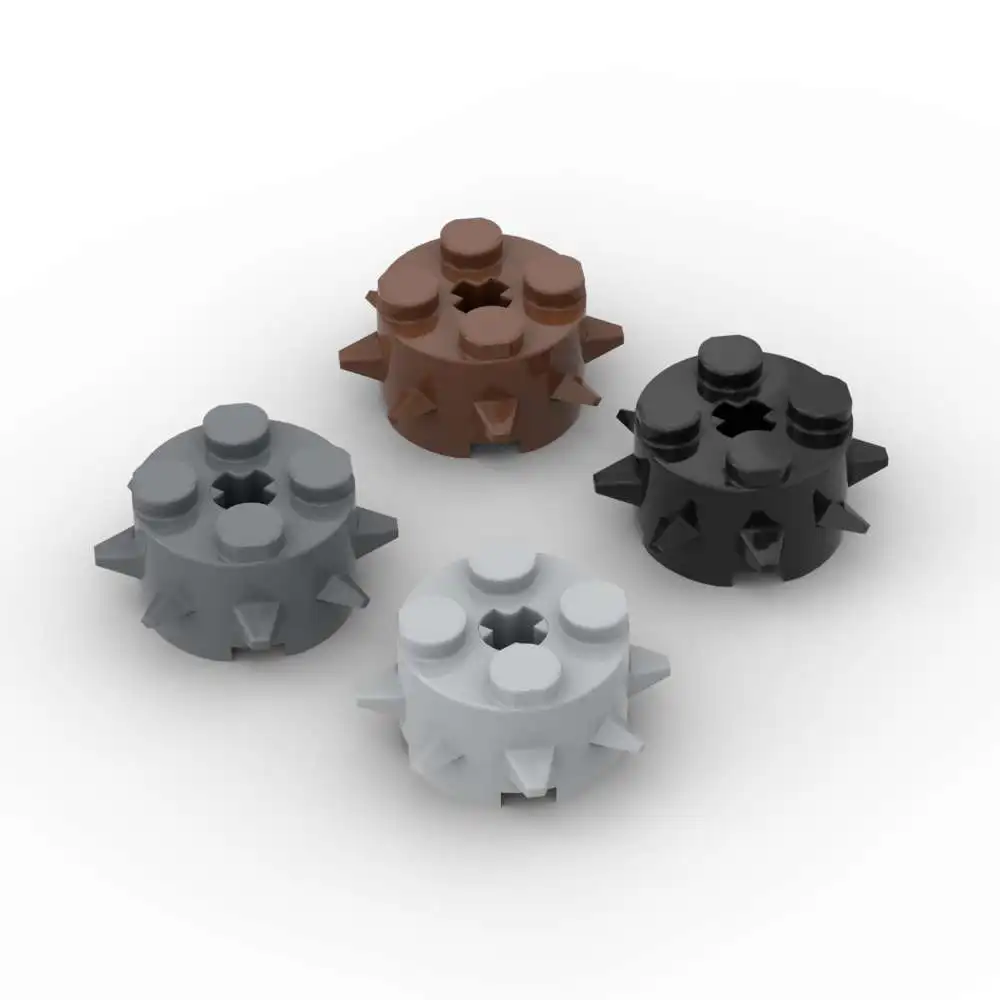 MOC 10PCS 27266 Round 2x2 With Spikes Building Blocks Set With Axle Hole House Castle Brick DIY Toys Adults Boys Holiday Gifts