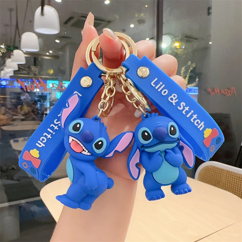 New Anime Disney Keychain Cartoon Mickey Mouse Minnie Lilo & Stitch Cute Doll Keyring Ornament Key Chain Pendant Kids Toys Gifts