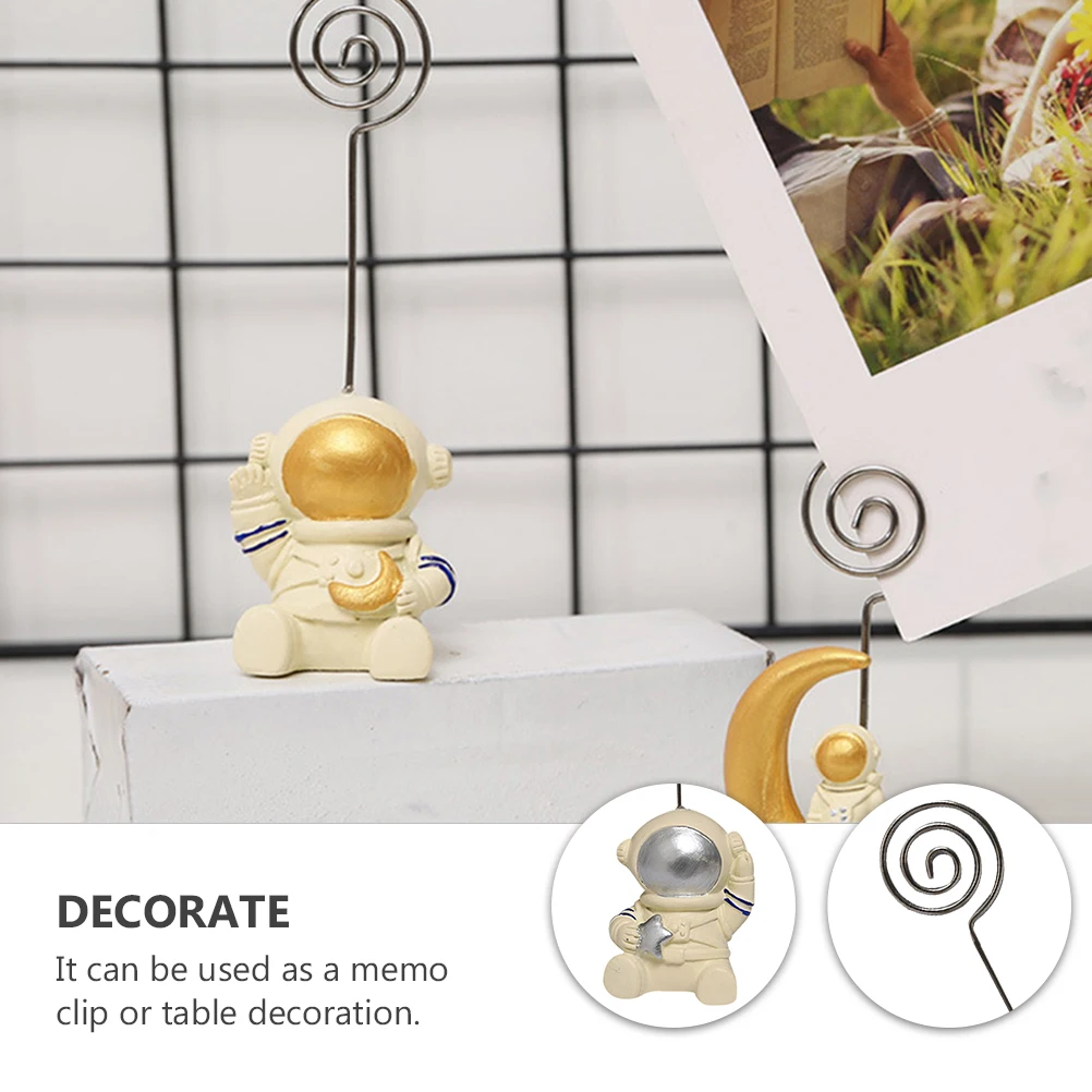 

2pcs Astronaut Table Number Holders Reusable Stand For Wedding Birthday Party Menu Photo Clip Desktop Memo Holder Organizer