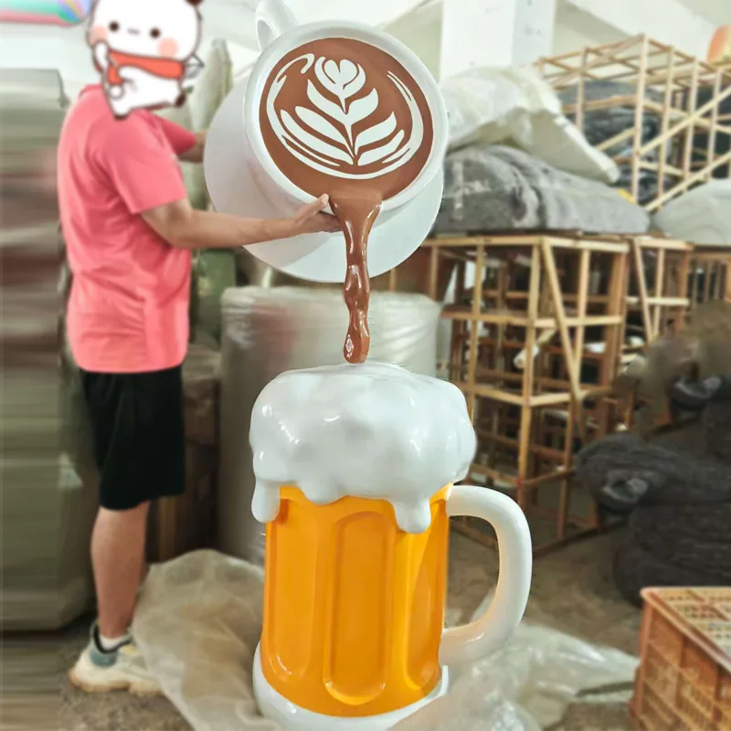 Internet celebrity large beer cup model simulation luminous sculpture ornament