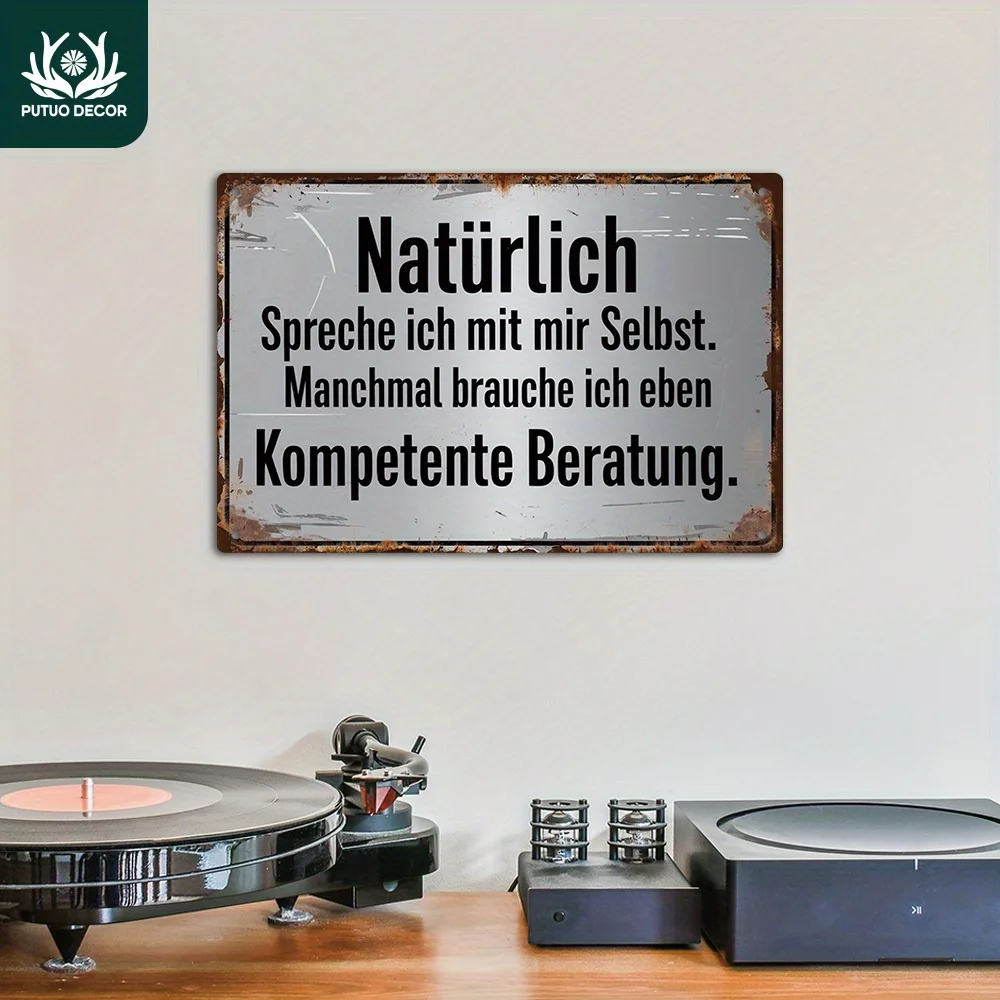 2D Flat Putuo Decor 1pc. German Funny Sarcastic Quote Vintage Metal Sign, 