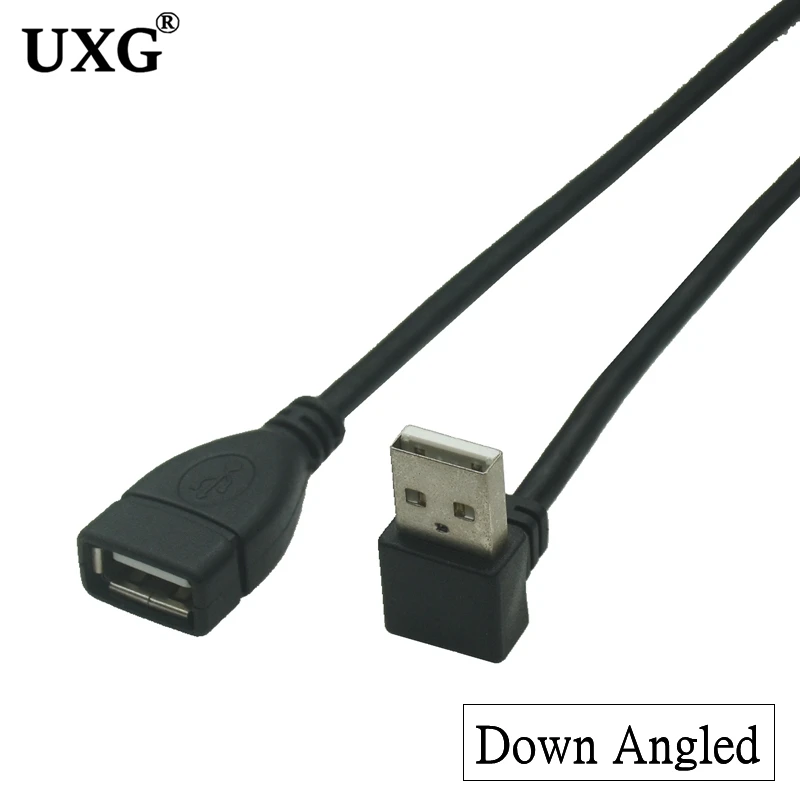 10cm 20cm 0.5m 1m USB 2.0 A męski na żeński 90 stopni prawy lewy w dół kątowy adapter przedłużający synchronizacja danych kabel ładujący