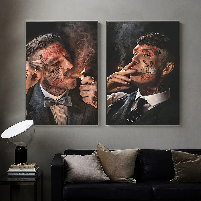 1pc frameless canvas painting Gangster Legends Arthur Thomas Shelby Portrait Mafia Figure Poster Canvas Painting Wall Art Pic