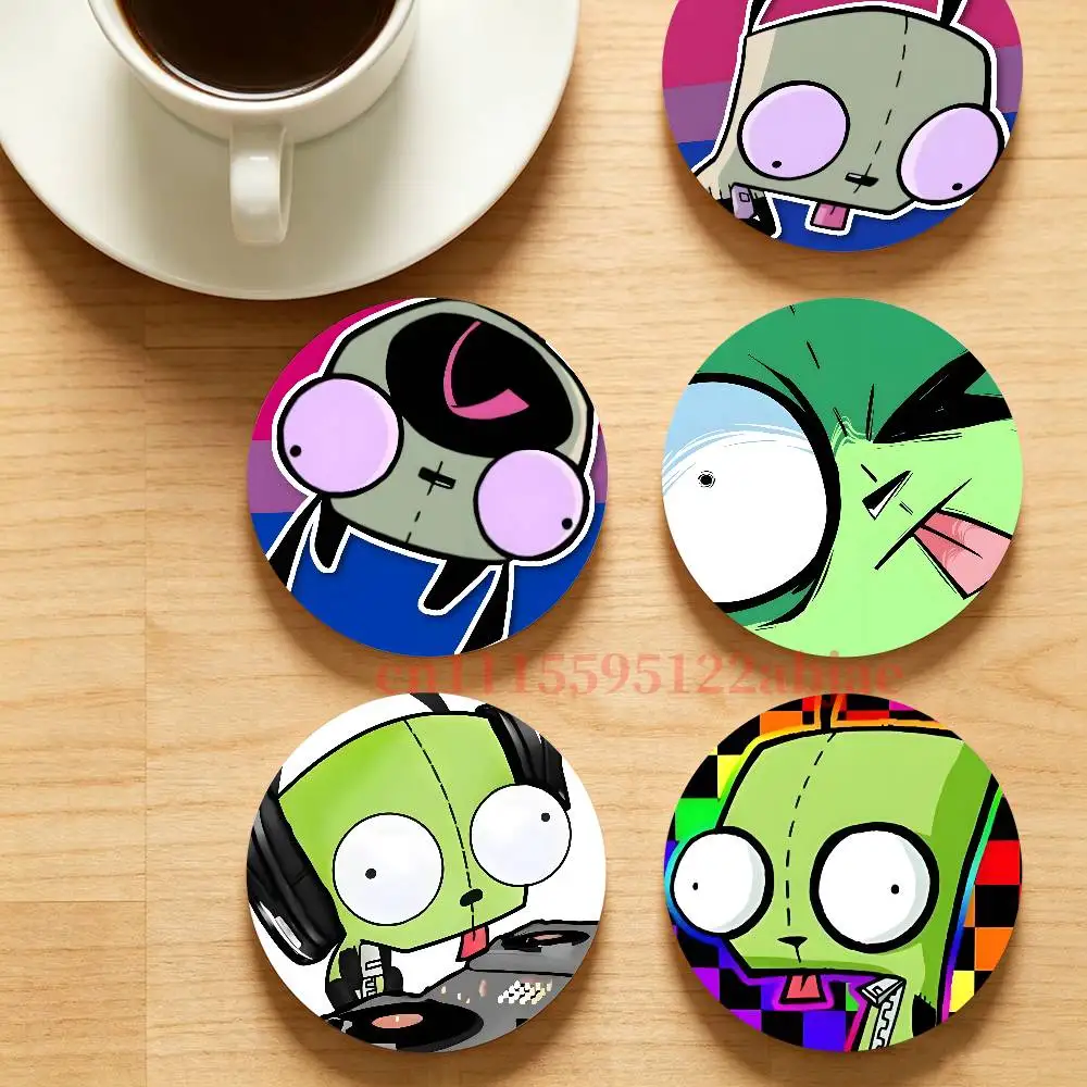 G-GIR I-Invader Zim Heat-Resistant Pine Coasters Lightweight Sturdy for All Drinkware Easy to Clean