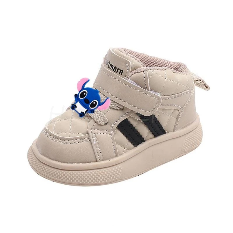 MINISO Mickey Minnie Fashion Kids Sneakers High Top Breathable Casual Shoes Girls Non-slip Boys Outdoors Toddler Board Shoes