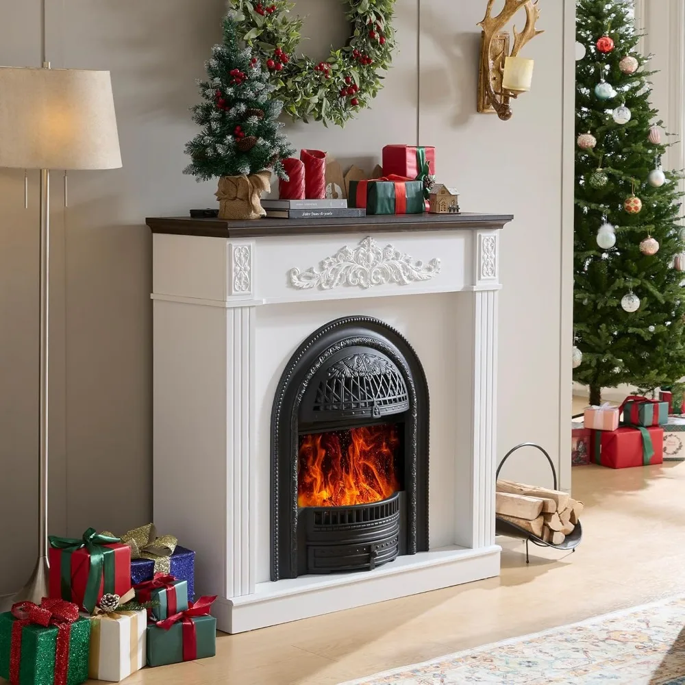 

Настраиваемый 45-дюймовый электрический камин с каминной камин, деревянный телевизор, фермерский дом, отдельно стоящий электрический камин, обогреватель, развлекательный центр