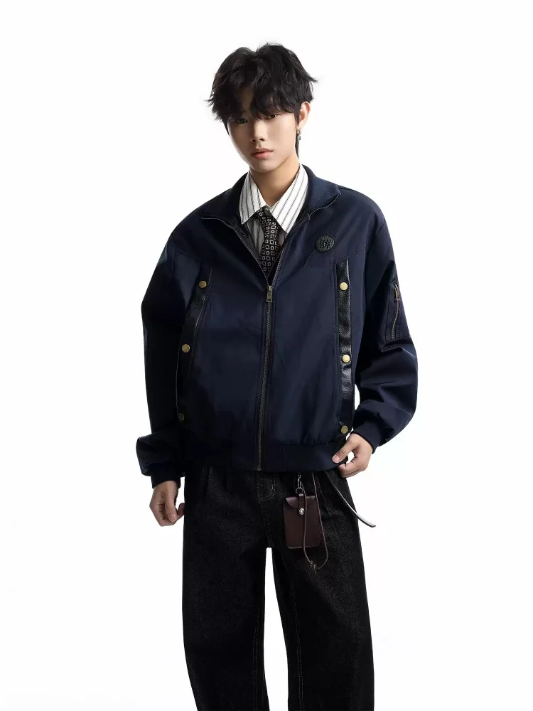 

Куртка-бомбер в американском ретро-стиле с отложным воротником и пуговицами, унисекс, повседневная, универсальная, короткая, простая, модная, в стиле карго