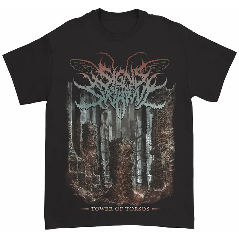 SIGNS OF THE SWARM Band Deathcore Dark American-style Men's Cotton T-shirt Short Sleeves
