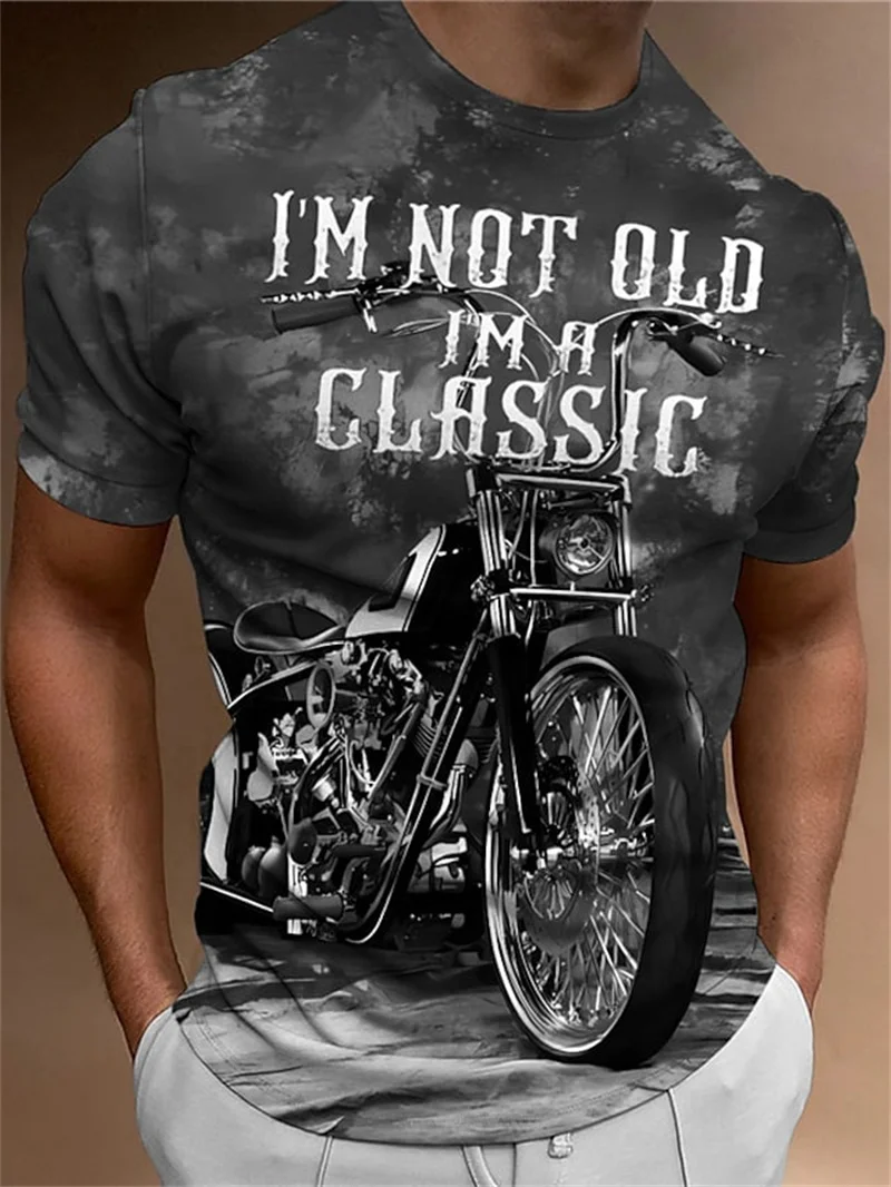 Motorcycle T-shirt Men 3D Print Short Sleeve Vintage Classics TShirt For Mens Street Ride Biker Shirts Tops Oversized Tee Shirt