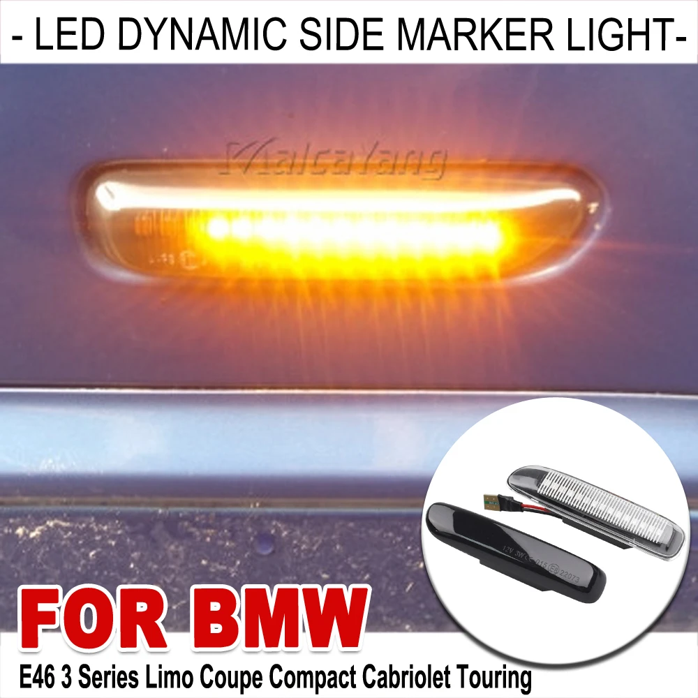 DOT Emark Per BMW Serie 3 E46 Berlina Coupe Wagon 1997-2001 LED Dinamico Indicatore di direzione Luce Parafango Laterale Flash Indicatore Lampada