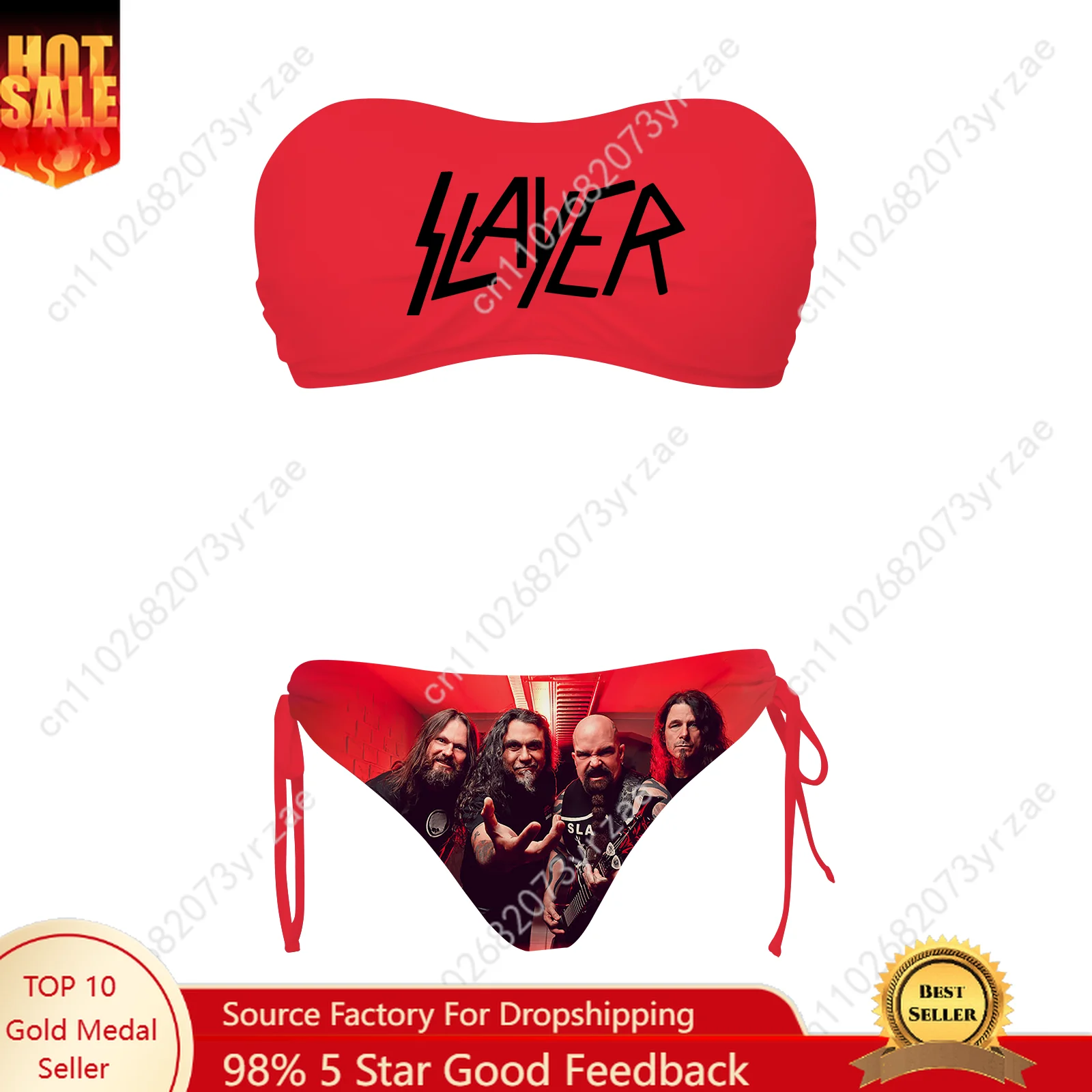 

Slayer Swimsuit Womens Drawstring Two Piece Set Bathing Suits Personalized Swimwear Pool Party Beach Bikini Customized Beachwear