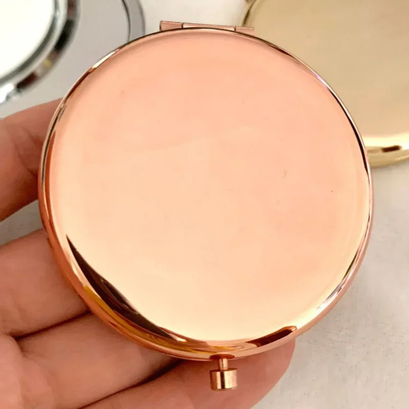 Espejo de maquillaje portátil, espejo de bolsillo emergente de doble cara, estuche redondo de Metal de Color plateado, rosa y dorado, herramientas de espejo cosmético de belleza