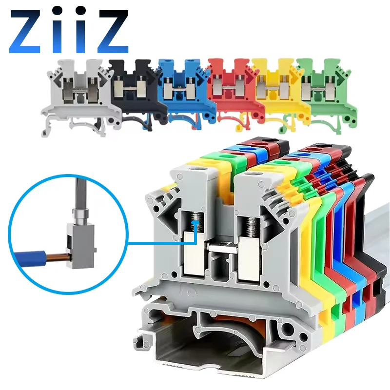 

10Pcs UK 2.5B Terminal Block UK2.5 Screw Connection Connect Strip 2.5B 2.5mm² Cable Electrical Din Rail Wire Connector ZiiZ