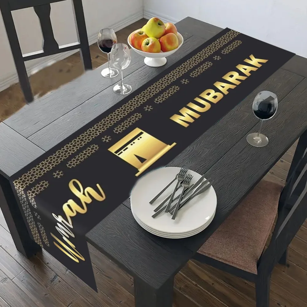 Mosque Islamic Ramadan Mubarak Table Runner Decoration Hajj Mubarak Table Covers  For Home Kitchen Table 2025