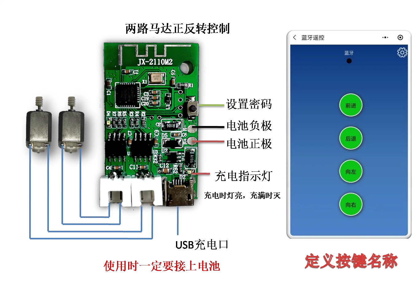 Bluetooth-compatible remote control 2-way/4-way motor forward and reverse/4-way IO output control module