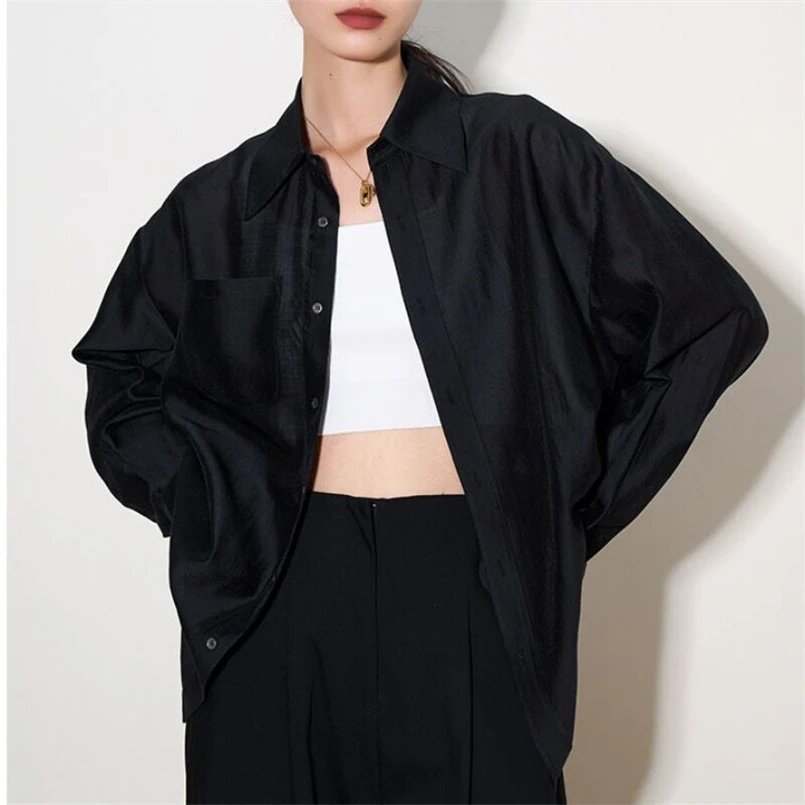 قمصان كلاسيكية أنيقة للسيدات للمكتب رفيعة متينة 2026 بلوزات نسائية فضفاضة على الموضة جديدة بأكمام طويلة قطع علوية ناعمة قابلة للتنفس من ليوسيل #3