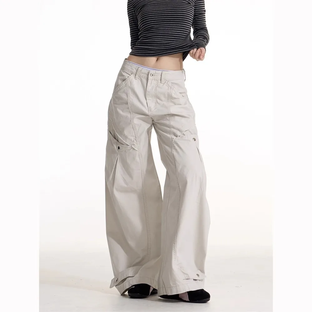 Women Pants 2026 New Retro Curved Casual Wide Leg Pants Men Women Loose Trousers Unique Design Slim Fit All-match Long Bottoms