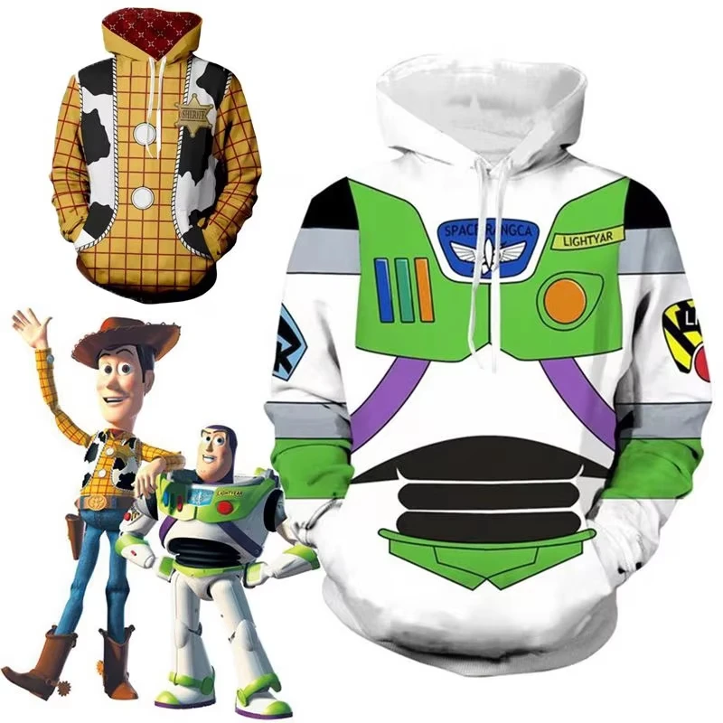 Buzz Lightyear Boys and Girls Hoodies Woody Pullover 3D Printed Toy Story Hoodies Oversized Men Hoodies Autumn Men's Clothing