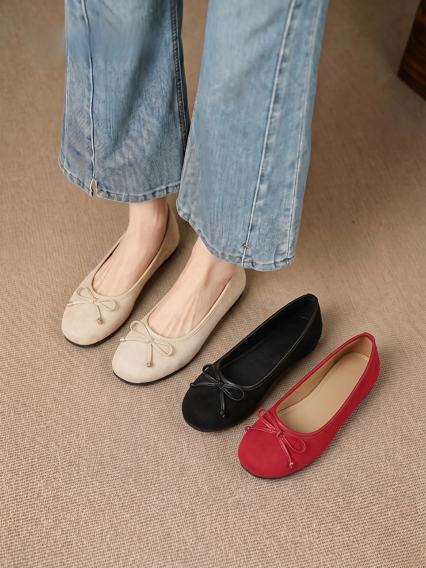 Agsdon Soft Bottom Ballet Flats Women's New 2026 Summer Mary Jane Versatile Skirt Matching Mom Shoes Casual round Toe Flat Heel