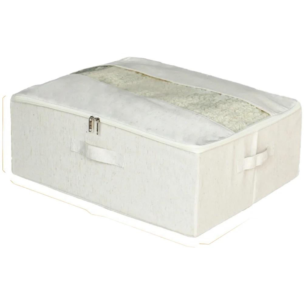 Size Foldable Storage Box Cotton Linen Material Soft Touch Lid Clear Window for Clothes Shoes Quilts Home Organization