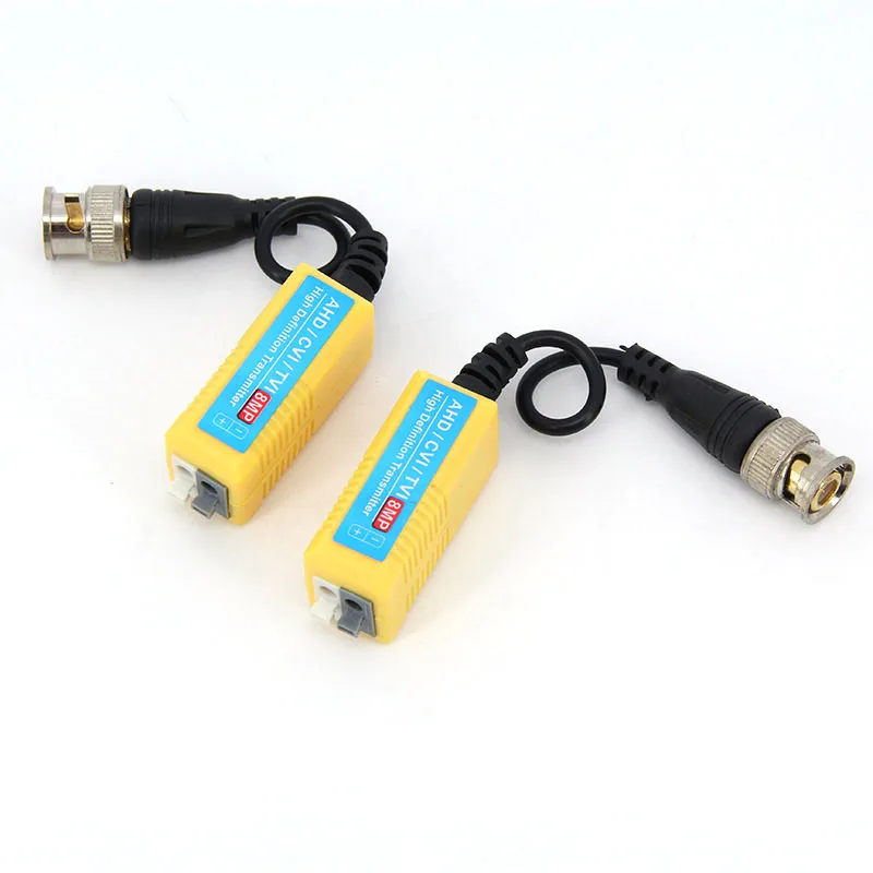 1pairs Video Balun Passive Balun RJ45 CCTV BNC Supply Power Connector adapter to Twisted Support 4K 8MP Camera
