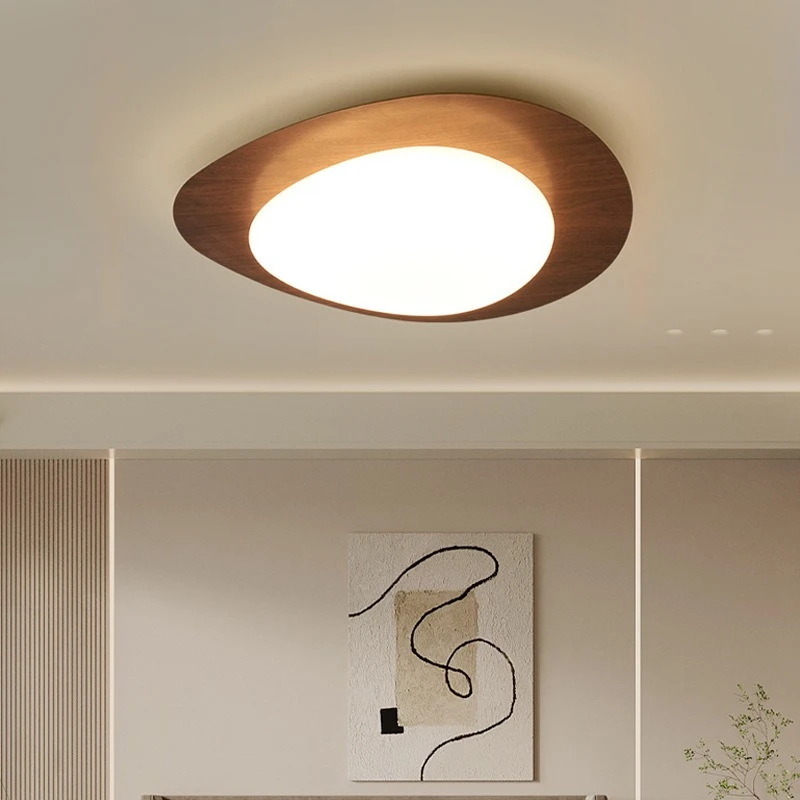 Pebbles Shape Walnut Color Acrylic Modern Retro Art Vintage Style Ceiling Light for Living Room Dining Room Bedroom Study