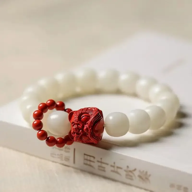 الطبيعية الأبيض اليشم بودي سوار الطراز القديم حبة Xingshi باليد حلقة بوذا الخرز اليد مجوهرات زوجين الصديقات هدية