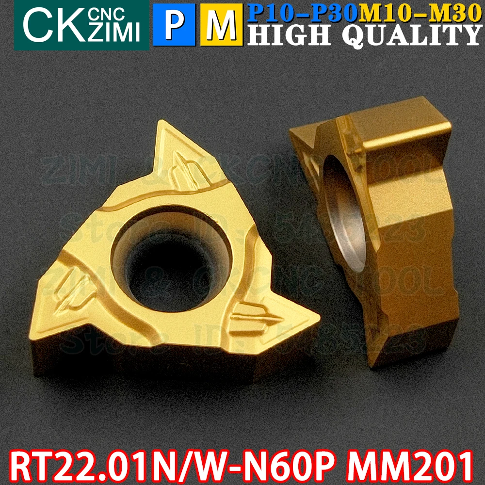 RT22.01N-N60P MM201 RT22.01W-N60P MM201 Carbide Inserts Left Right Internal External Thread Threaded Inserts Tools 22IR 22ER CNC