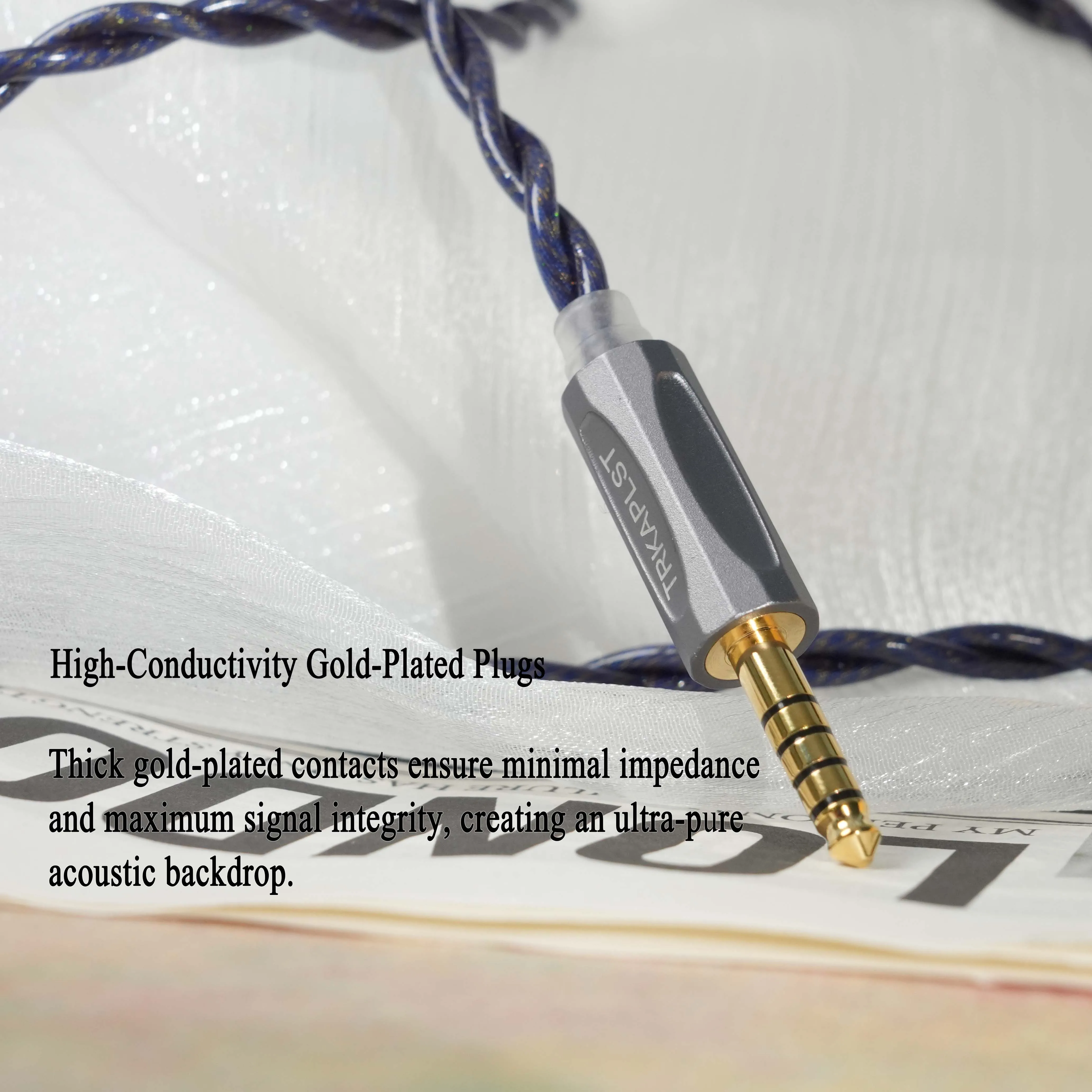 TRKAPLST-06 2core HIFI In-Ear Headphone Extension Cable With 2.5/3.5/4.4/6.35mm IE900 0.78-2PIN MMCX For KZ FIIO image 3