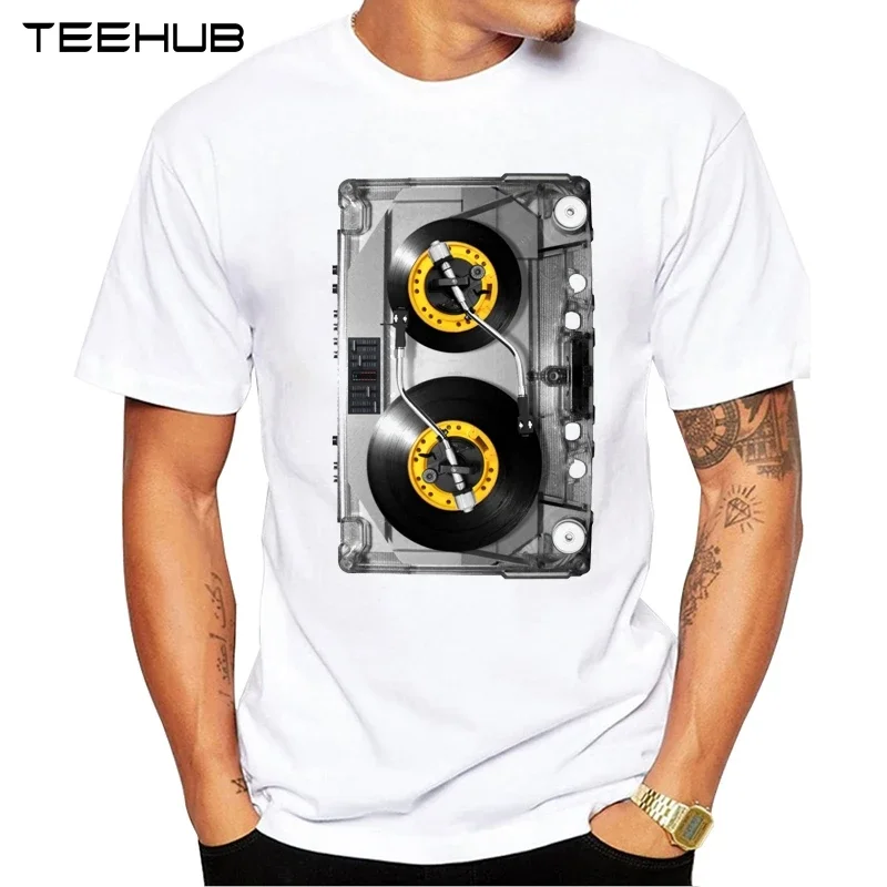 TEEHUB  TEEHUB Men's Fashion Retro Tape recorder Printed T-Shirt Short Sleeve Novelty Design Tops Cool Tee