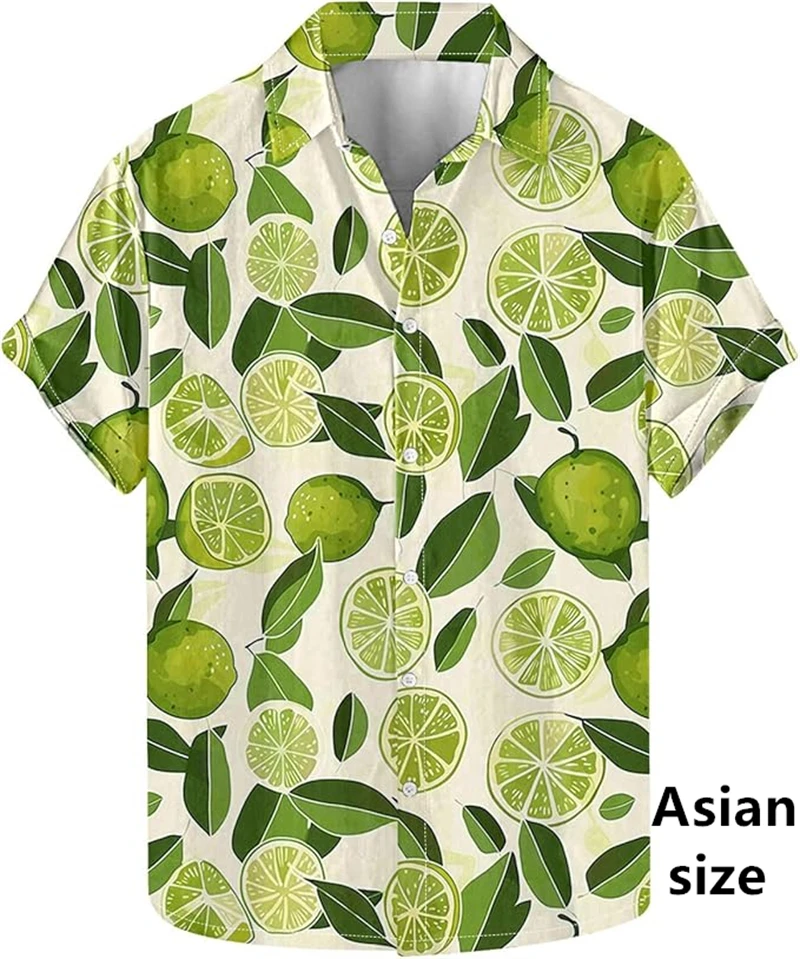 Summer Lemon Fruit Pattern Shirt Men Women 3D Printed Hawaiian Shirt Unisex Casual Vacation Beach Button Lapel Y2k Trendy Blouse