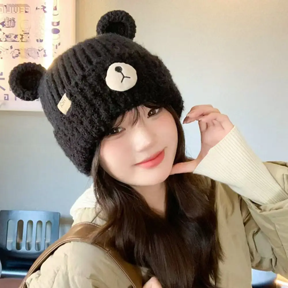Fashion Winter Warm Knitted Cap Soft Thick Slouchy Bonnet Y2K Cute Winter Hat for Women 6