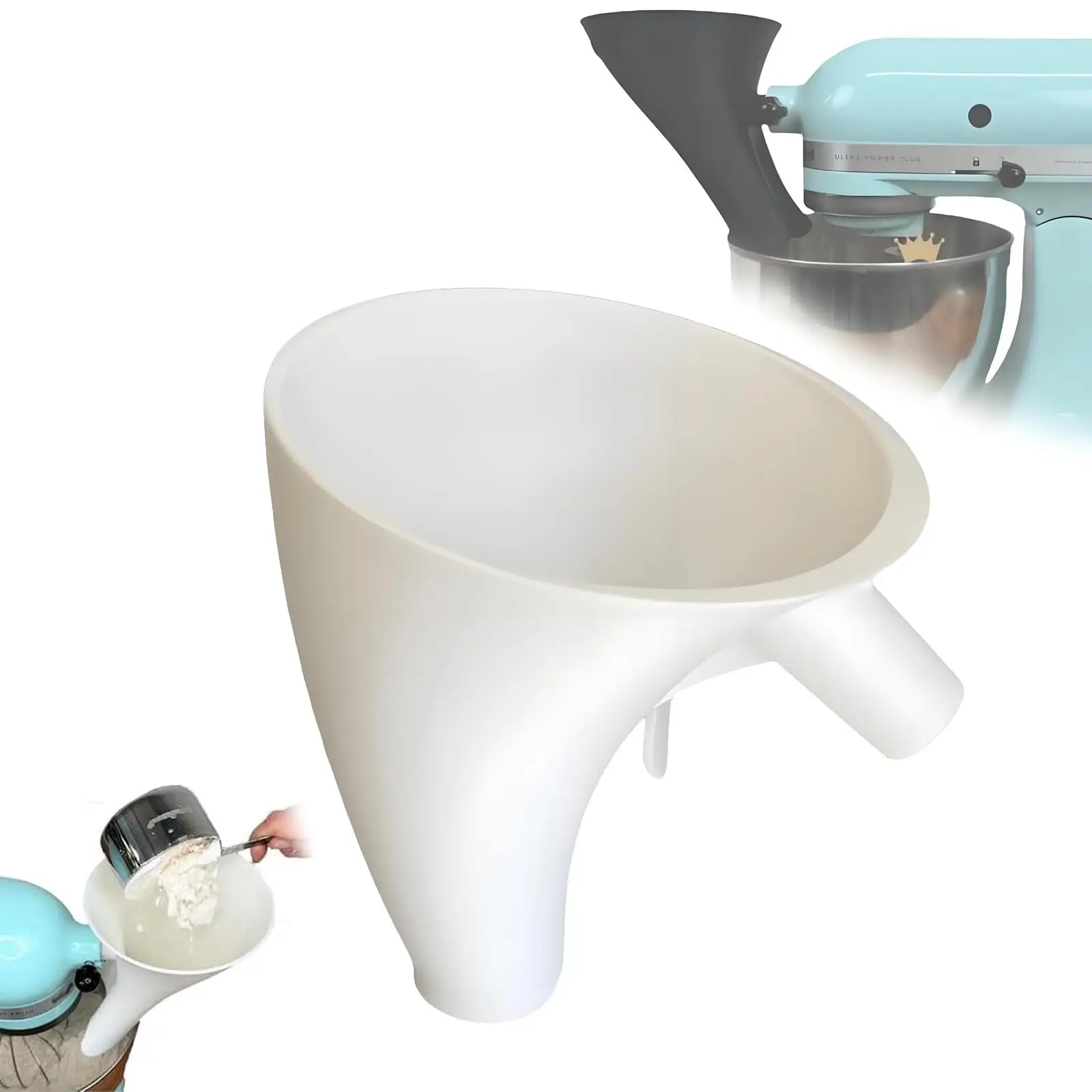 Embudo de harina para ayuda de cocina Artisan Ksm150 batidora de pie con cabezal inclinable de 5 cuartos para líquido de huevos y ambas harina, permite vertido guiado