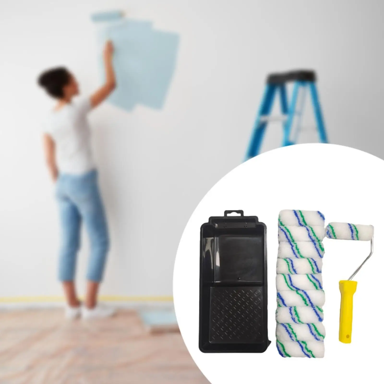 4inch Small Paint Roller Tray Set Lightweight Multifunctional for Quick Drywall Repair for DIY House Decoration Replacement