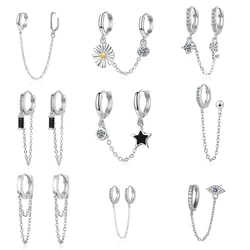 New Arrivals Fashion Double Chain Clip on Drop Hoop Ear Cuff for Women Without Piercing Earring Jewelry Accessories