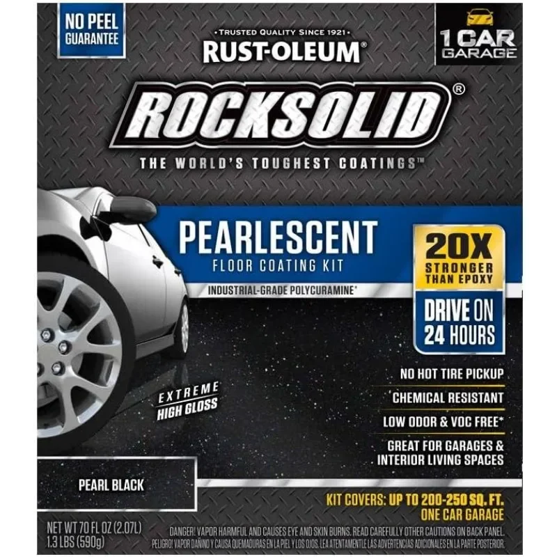 

NEW.306325 RockSolid Pearlescent 1 Car Garage Floor Coating Kit, Pearl Black