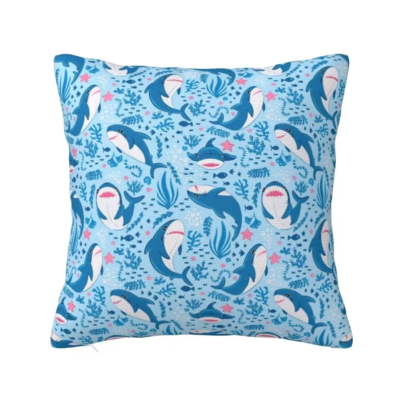 Nordic Style Ocean Animal Shark Cushion Cover 66x66cm Velvet Throw Pillow Case Sofa Chair Square Pillowcase Home Decorative