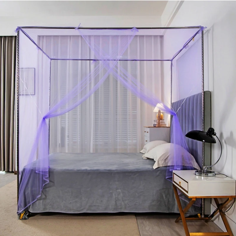 Fine Meshes Mosquito Large Square Net for Single Bed One Door Opening with Tieback Decorative for Home Bedroom Camping Travel