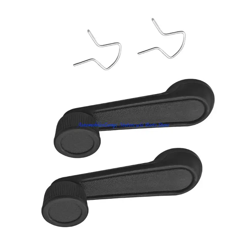H7BD Door Window Crank Handle Pair, Manual Replacement Set with Nylon Lever Body and Ribbed Knob for Repair Service Use