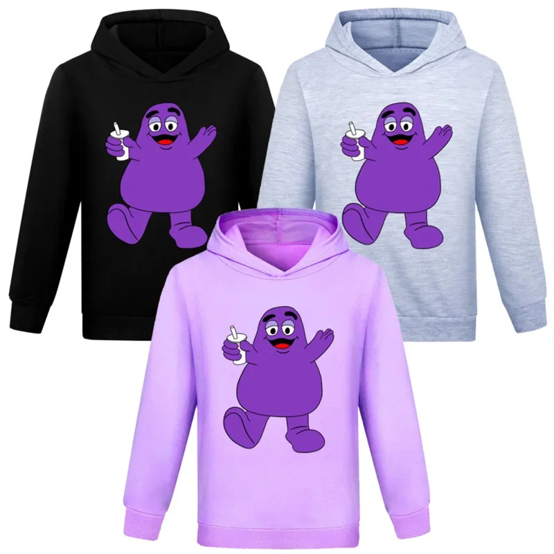 Grimace Shake Girls Clothing Sets Children Fashion Hoodies and Pant Set Kids Clothing Spring Autumn Sports Suit Tracksuit