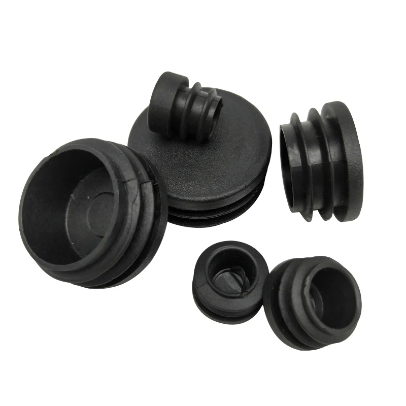 Bouchons ronds en plastique noir pour meubles, bouchon intérieur, joint de protection, couvercle d'extrémité anti-poussière, 2,2 de tuyau, 12mm, 14mm, 16mm-76mm